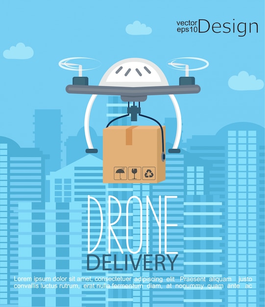 Concept van de levering door de drone.