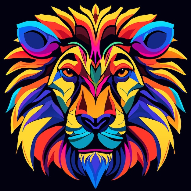 Concept van de veelkleurige leeuw