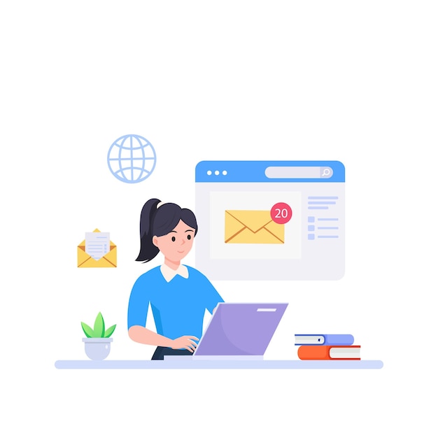 Concept van e-mailmarketing Het verzenden of ontvangen van e-mails