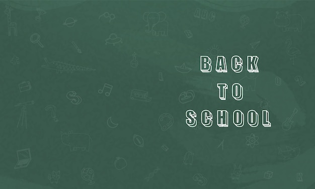 Concept van Education Home School achtergrond schoolbord met verschillende spullen Welkom terug op school ontwerp vector