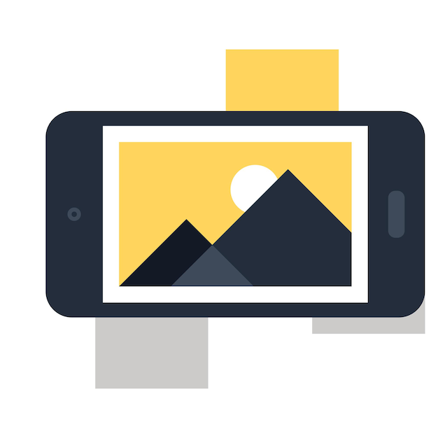 Concept van een platte webicone voor mobiele fotografie