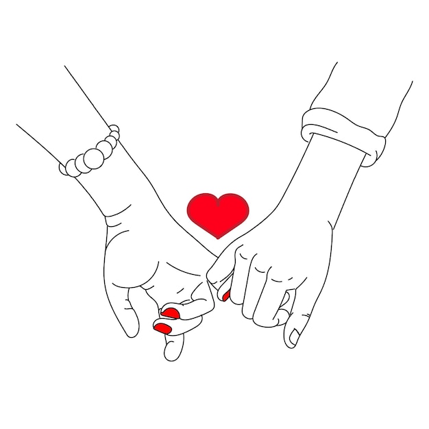 Vector concept van liefde paar hand in hand platte ontwerp vectorillustratie
