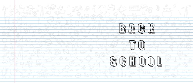 Concept van onderwijs School achtergrond met verschillende dingen van Kladblok papier en terug naar school ontwerp vector