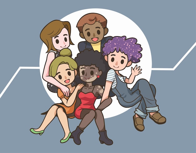 Concept van rassengelijkheid en antiracisme Sociaal diverse multiculturele en multiraciale mensen