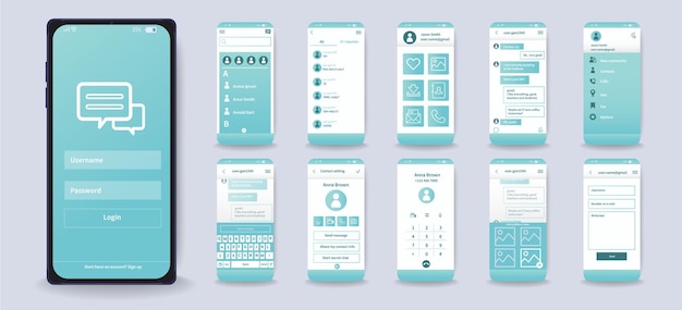 Vector concept van sociale netwerk mobiele app interface in plat ontwerp