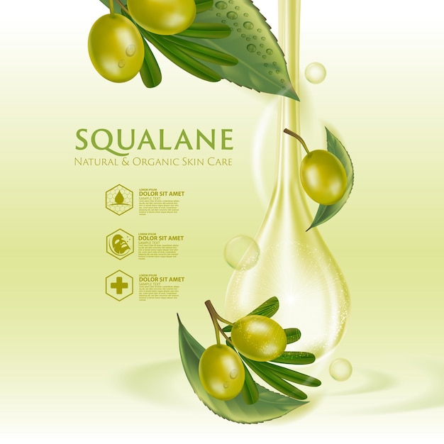 Vector concept van squalaan serum huidverzorging cosmetische posterontwerp van de banner