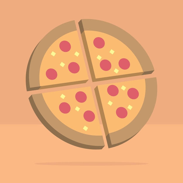 Concept van vier 3d-pizzaplakken in minimale cartoonstijl