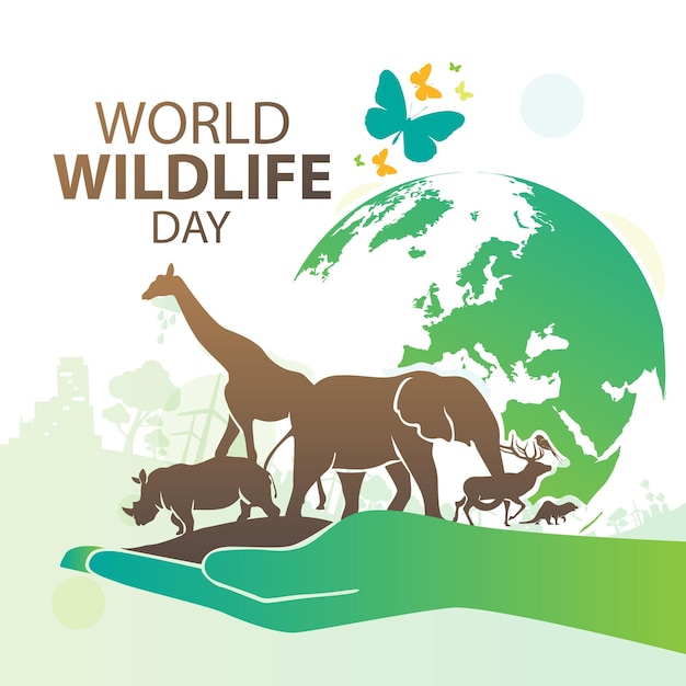 Vector concept van world wildlife day logo ontwerpsjabloon 3 maart