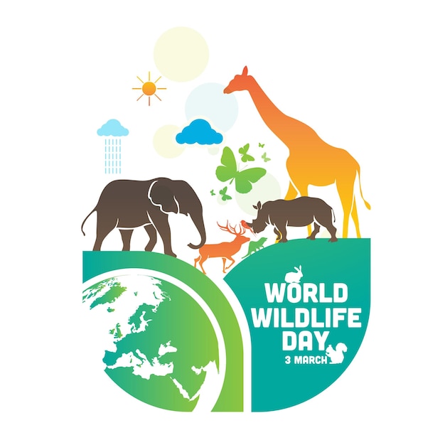 Vector concept van world wildlife day logo ontwerpsjabloon 3 maart