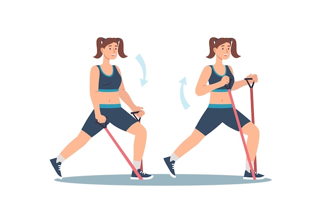 Concept vrouwelijke workout in het platte cartoon ontwerp door middel van een minimalistisch platte ontwerp