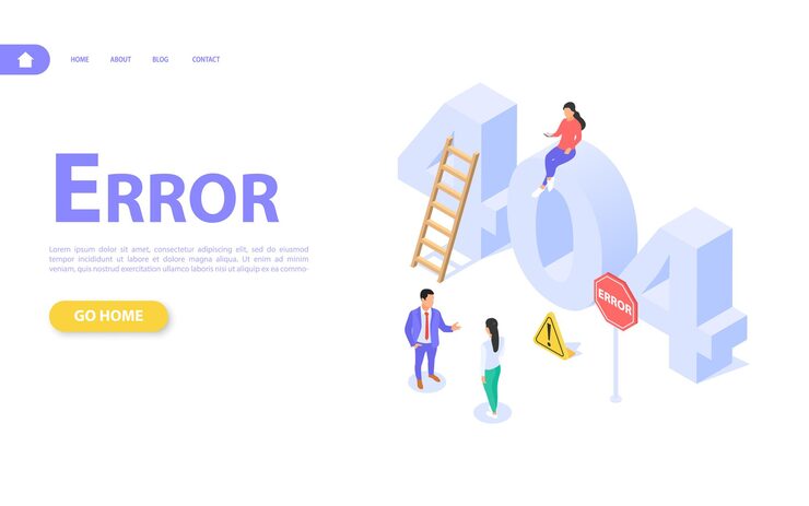 Vector 網站頁面沒有工作,加載錯誤.平坦的同位素向量插圖.