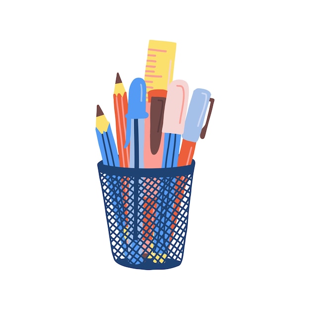 Concept with hand drawn school supplies