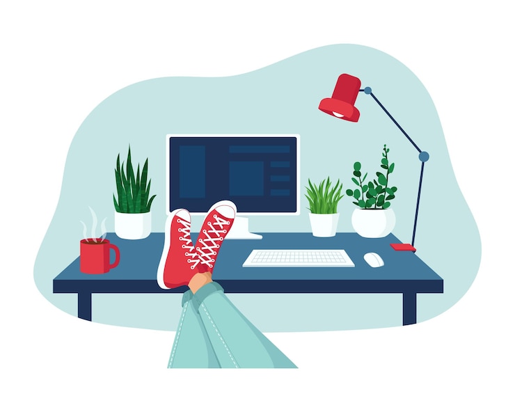 Vector concept of work-life balance at remote work.