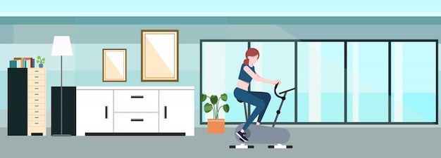 Vector concept works out on exercise in home.vector  illustration