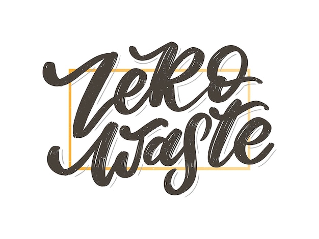 Vettore concetto zero waste segno del titolo del testo scritto a mano. illustrazione vettoriale.