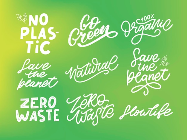 Vector concept zero waste handwritten text title sign vector illustration