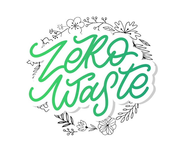 Вектор Рукописный текст concept zero waste