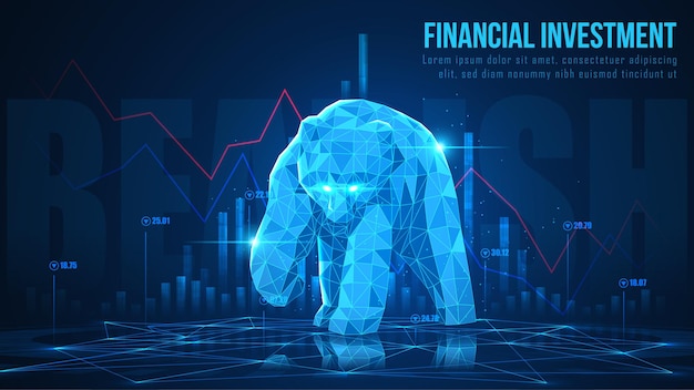 Conceptart van Bearish in futuristisch idee geschikt voor aandelenmarketing of financiële investeringen