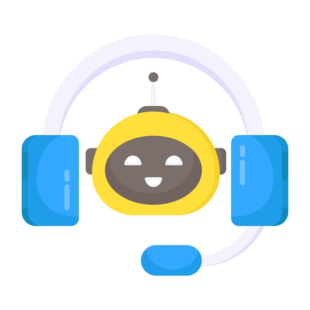 Vector conception flat design icon of robotic customer service