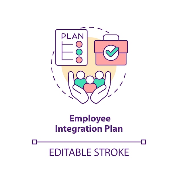 Conceptpictogram voor integratieplan voor werknemers