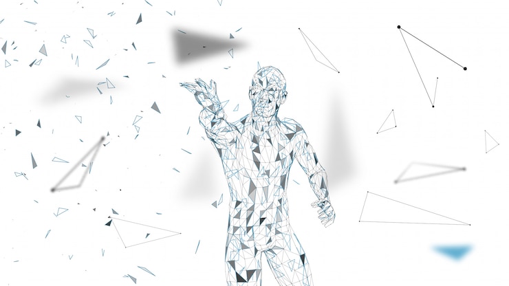 Vector conceptual abstract man touching or pointing to something