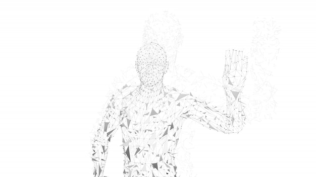 Conceptual abstract man with hand pointing up