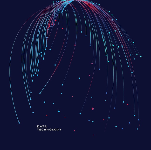 Conceptual background with blue particle wave