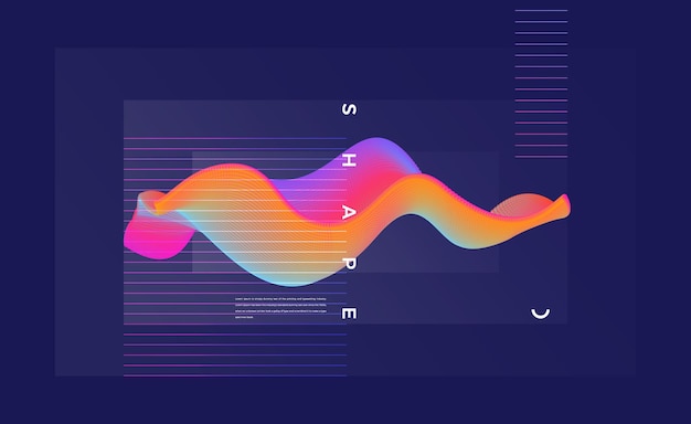 Вектор Концептуальный фон элемента с красочной линией волны