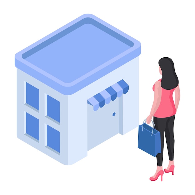 Conceptual flat design illustration of going for shopping