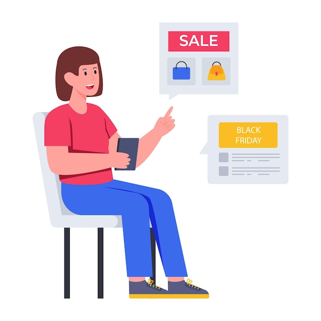 Conceptual flat design illustration of online shopping sale