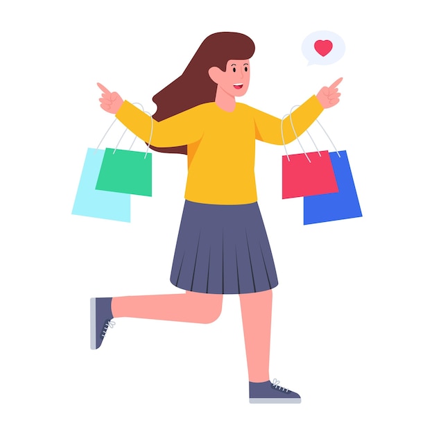 Conceptual flat design illustration of shopping time