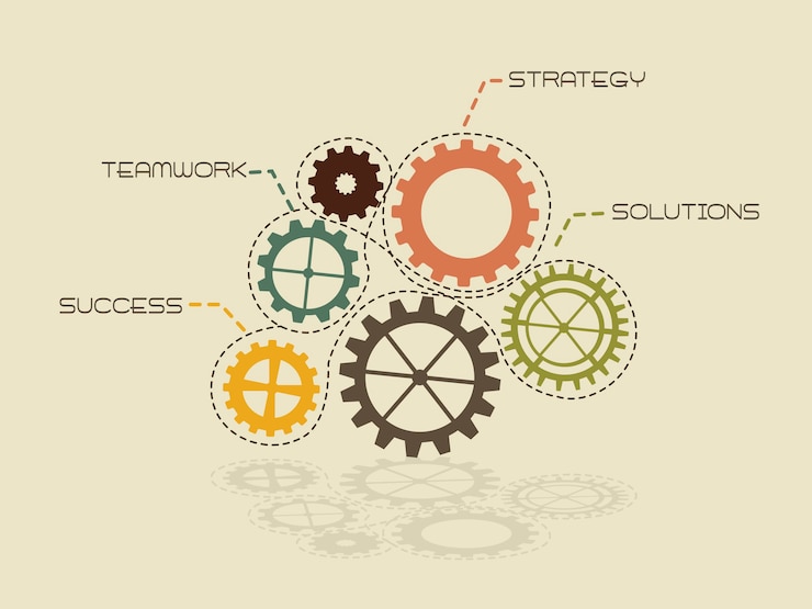 Vector conceptual gears of strategy vintage vector illustration