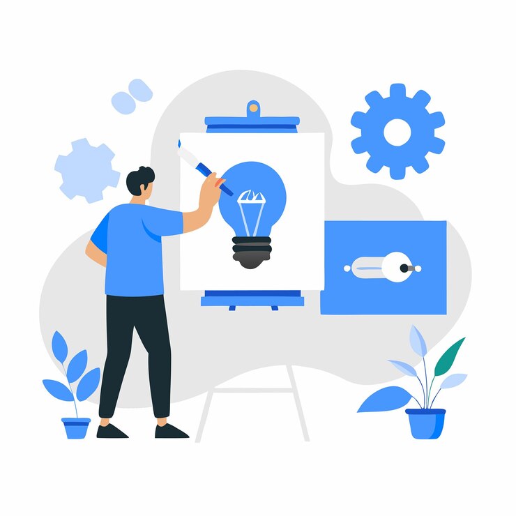 वेक्टर conceptual illustration of creativity as a bright idea sparking in a human brain