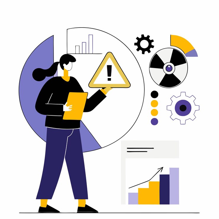 वेक्टर conceptual illustration of cyber security risk management and its challenges