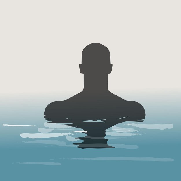 Вектор Концептуальная иллюстрация человека, плавающего в воде