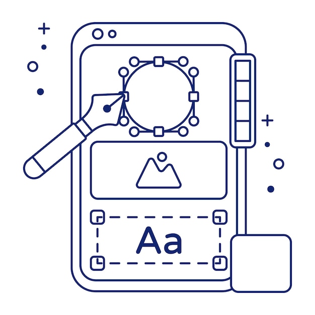 Vector conceptual linear design icon of mobile designing