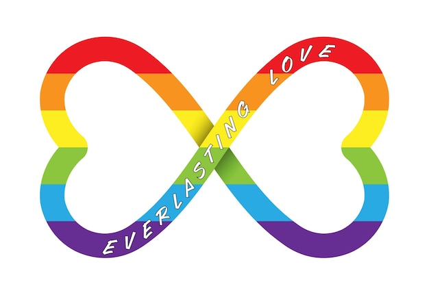 Conceptual vector illustration of everlasting love with the infinity sign in lgbt colors