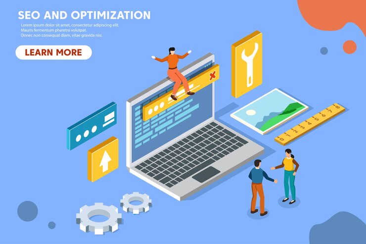 Vector conceptual web seo illustration. flat isometric illustration.