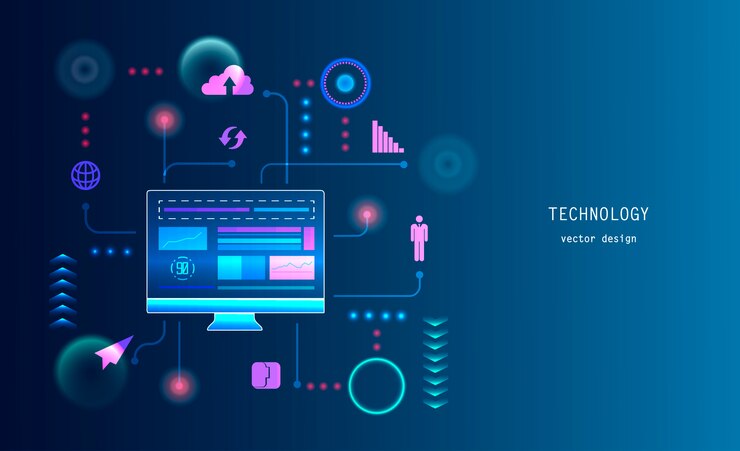 Vector conceptuele achtergrond van webtechnologie.