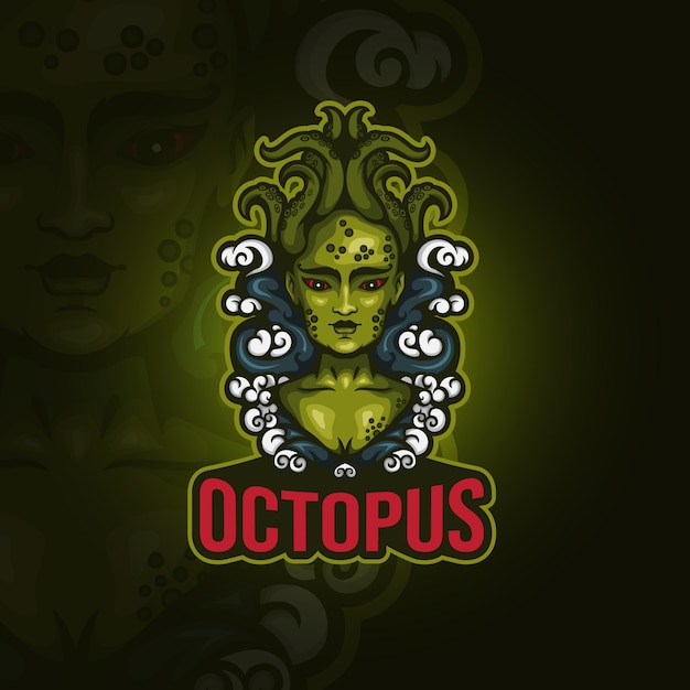 Conceptuele dame octopus esport logo