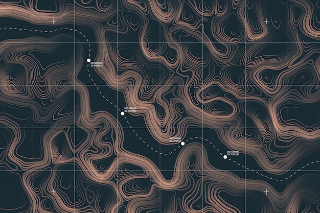 Vector conceptuele topografische kaart van buitenaards terrein