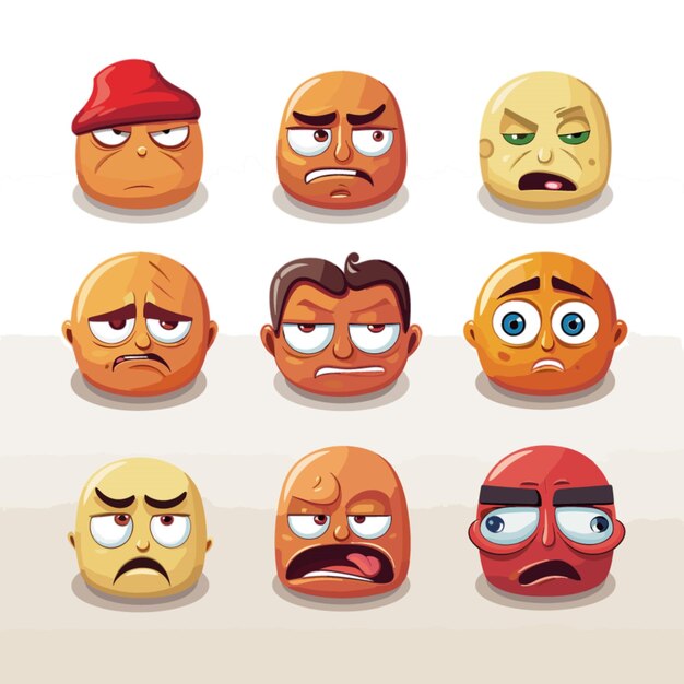 Vector concerned faces emojis vector on white background