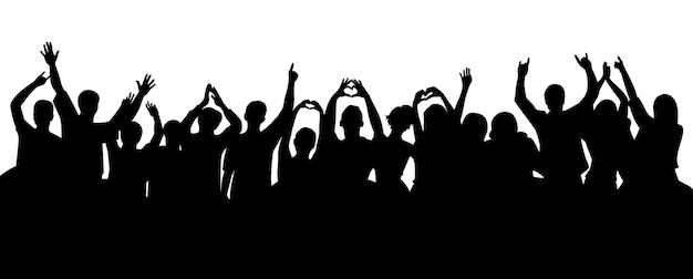 음악 축제 의 콘서트 관중 들 의 실루