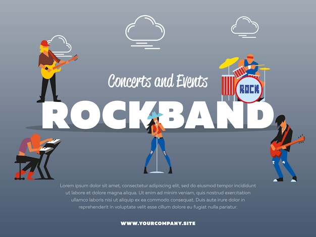 Concert en evenementen rockband poster sjabloon