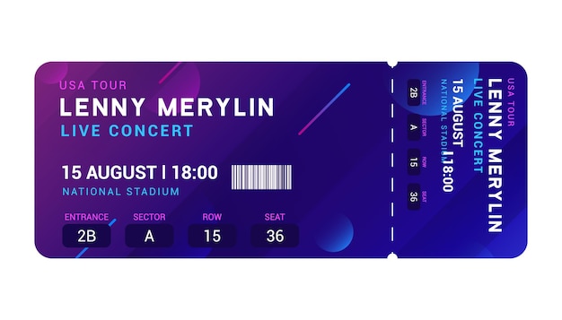 Concert entrance vector ticket templates. Party event elegant flyer design show. Music pass invitation.