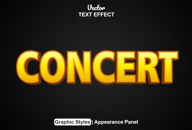 Vector concert text effect with orange graphic style and editable