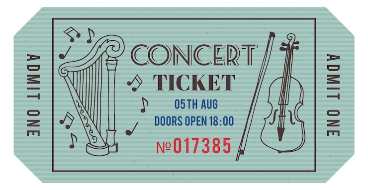 Vector 콘서트 티켓 템플릿 빈티지 종이 패스 디자인