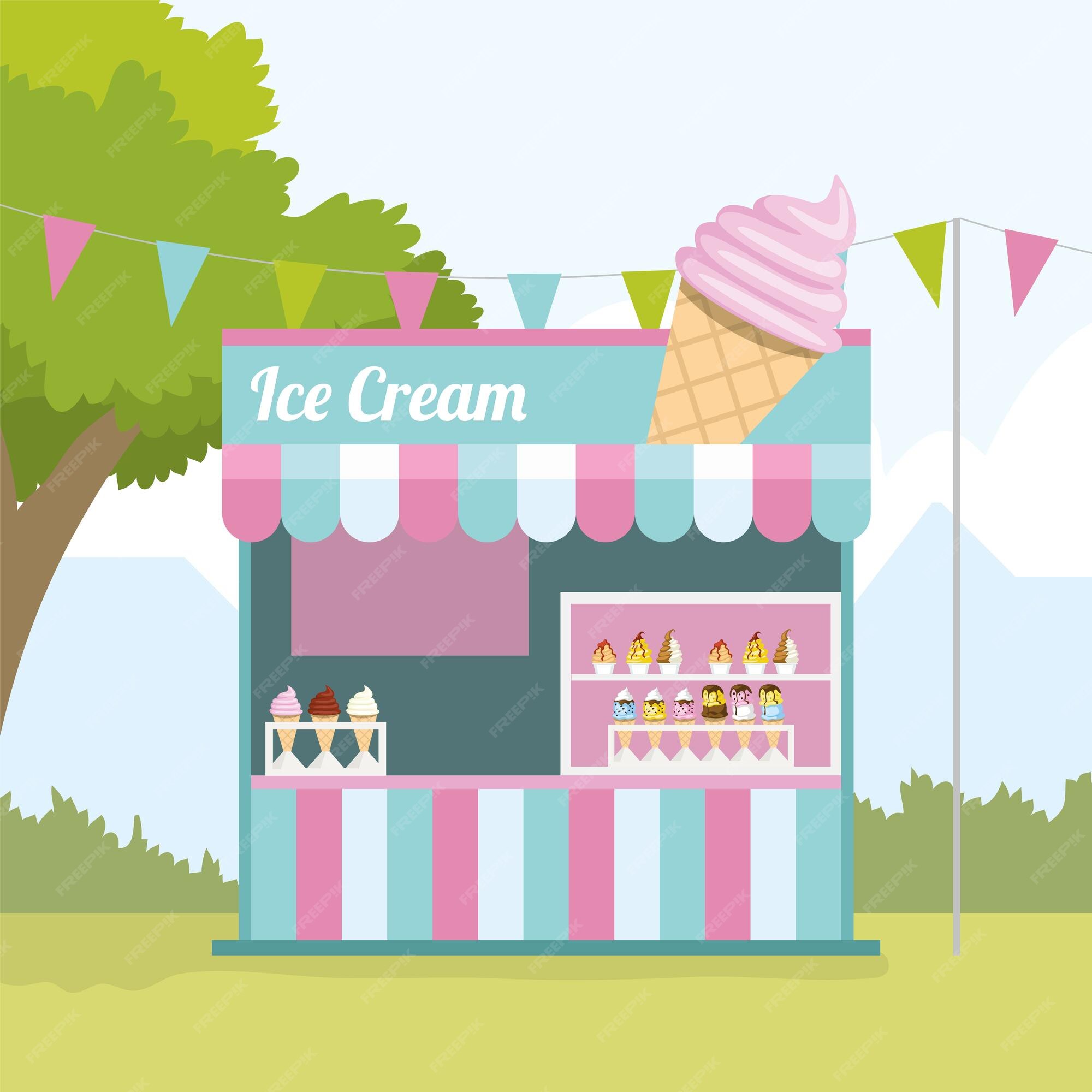 Premium Vector Concession ice cream stand