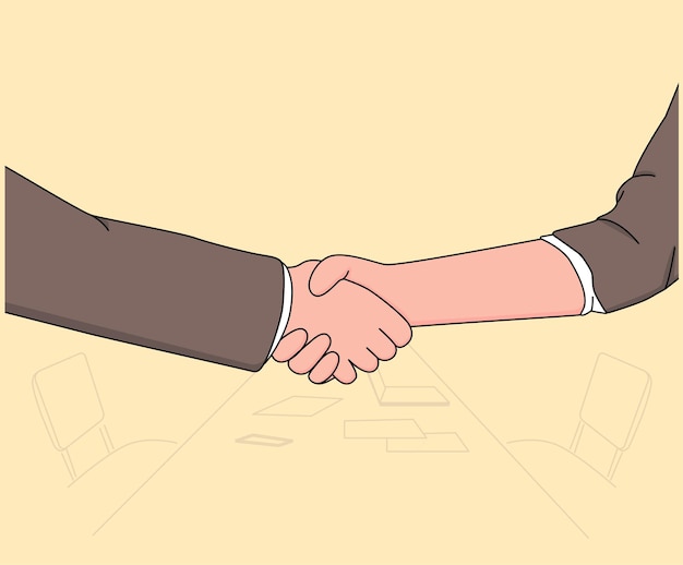 Conclude a successful meeting and form a partnership illustration set hand office deal work