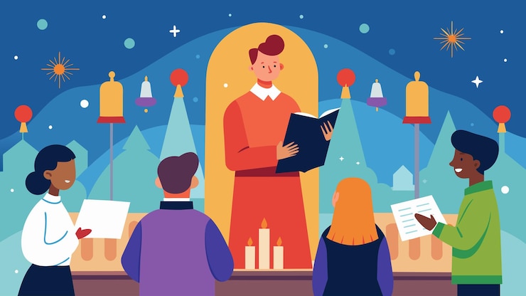 Vector at the conclusion of the christmas service the church organists final notes of we wish you a merry